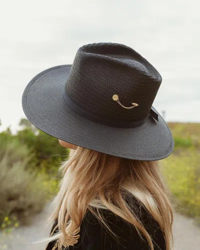 Freya Wanderer Packable Straw Fedora In Black
