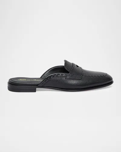 Santoni Granato Leather Mule In Multi