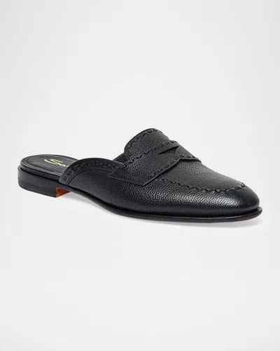 Santoni Granato Leather Mule In Multi