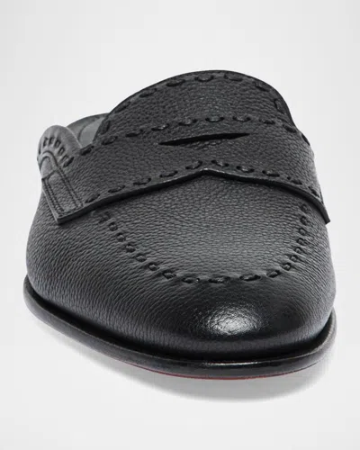 Santoni Granato Leather Mule In Multi