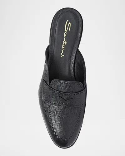 Santoni Granato Leather Mule In Multi