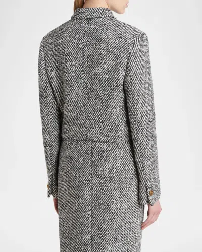 Versace Wool Boucle Jacket Contrast Buttons Cropped In Gray