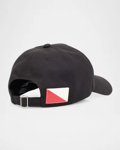 Loewe Flag Patch Cotton Baseball Cap In Black