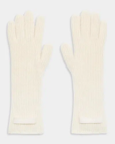 Jacquemus Ribbed Wool Gloves With Grosgrain Logo Detail In Neutral