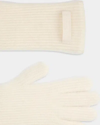 Jacquemus Ribbed Wool Gloves With Grosgrain Logo Detail In Neutral