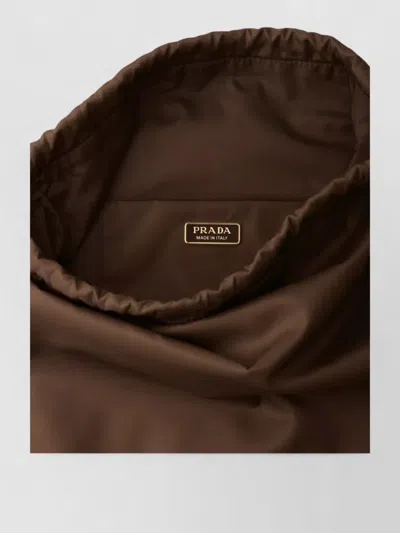 Prada Re-nylon Drawstring Bucket Bag In Brown