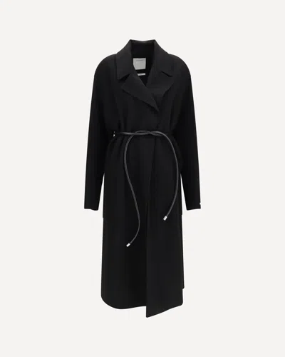 Sportmax Cappotto Zannata Oversize In Double Di Lana In Black
