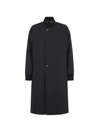 Uma Wang Oversized Bomber-collar Coat In Blue