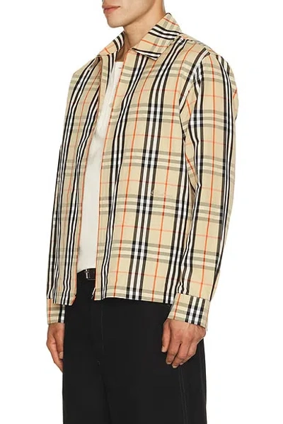 Burberry Check-pattern Zip-fastening Overshirt In Neutral