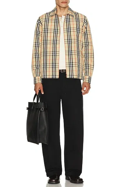 Burberry Check-pattern Zip-fastening Overshirt In Neutral
