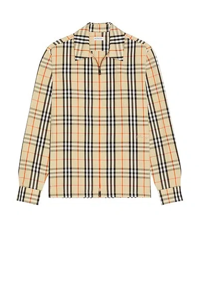 Burberry Check-pattern Zip-fastening Overshirt In Neutral