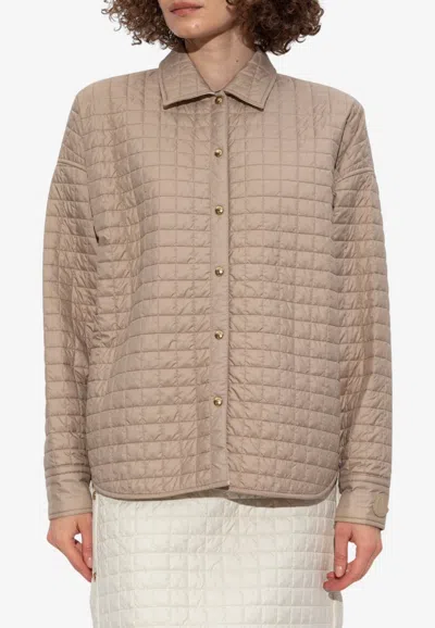 Moncler Microfiber Quilted Reversible Shacket In Neutral