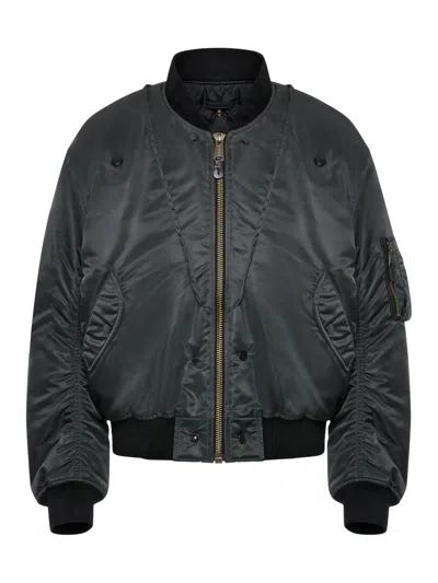 Maison Margiela Nylon Blend Bomber Jacket With Polyester Lining In Grey