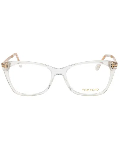 Tom Ford Ladies Crystal Rectangular Eyeglass Frames Ft5353 026 52 In White