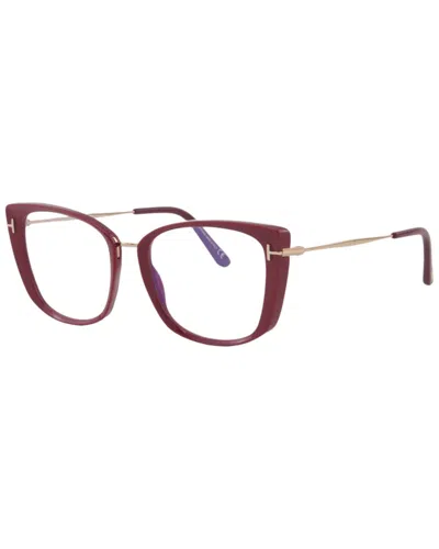 Tom Ford Blue Light Block Cat Eye Ladies Eyeglasses Ft5816-b 074 53 In Burgundy