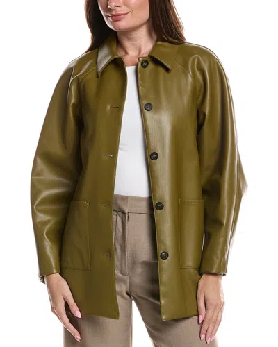 Max Mara Solid Color Full-length Jackets In Green