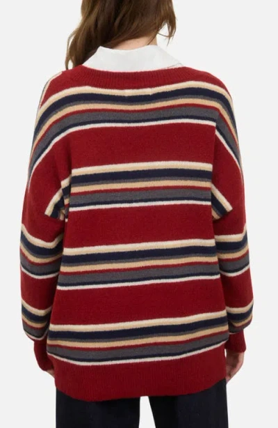 Blu Pepper Pullover V-neck Sweater In Red