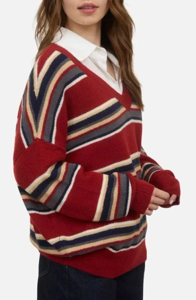 Blu Pepper Pullover V-neck Sweater In Red