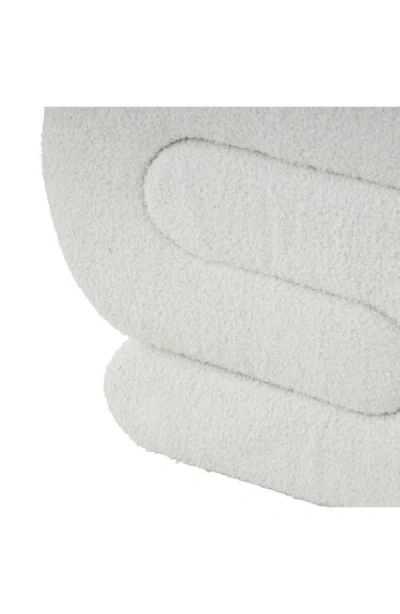 Ginger Birch Studio Sculptural Bouclé Ottoman In White