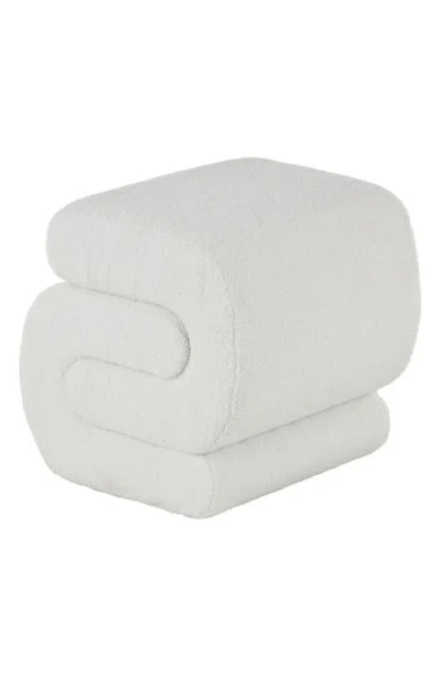 Ginger Birch Studio Sculptural Bouclé Ottoman In White