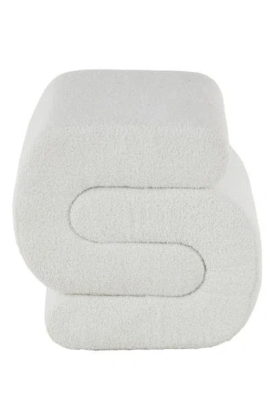 Ginger Birch Studio Sculptural Bouclé Ottoman In White