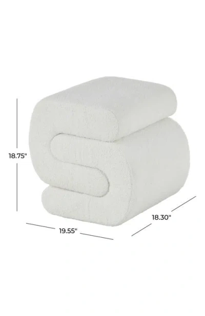 Ginger Birch Studio Sculptural Bouclé Ottoman In White