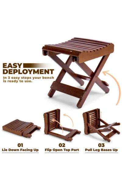 Sorbus Bamboo Folding Step Stool Bench In Brown