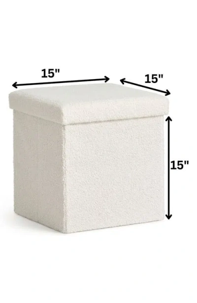 Kinetic Small Cube Teddy Stash Pouf In White