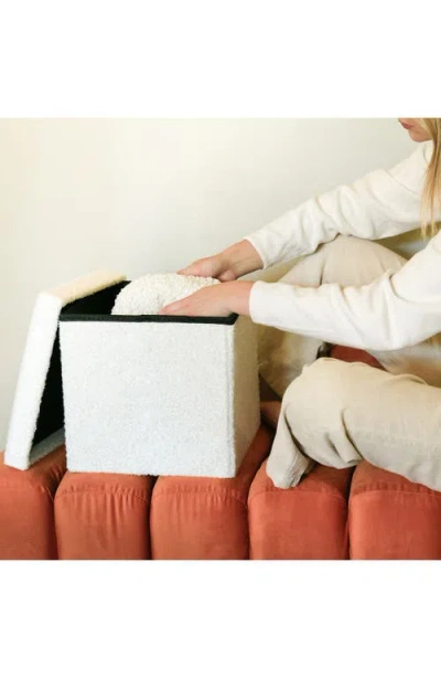 Kinetic Small Cube Teddy Stash Pouf In White