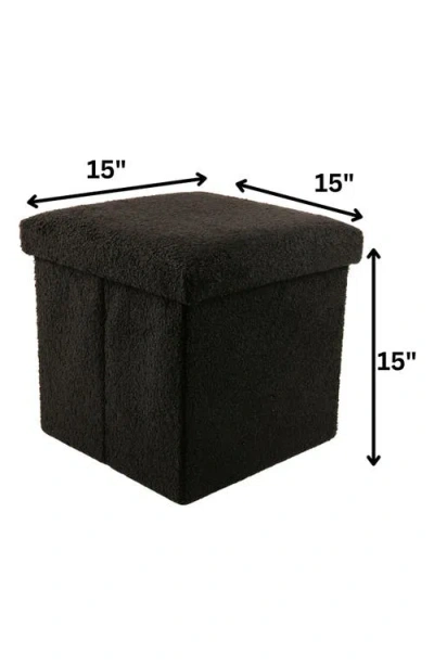 Kinetic Small Cube Teddy Stash Pouf In Black