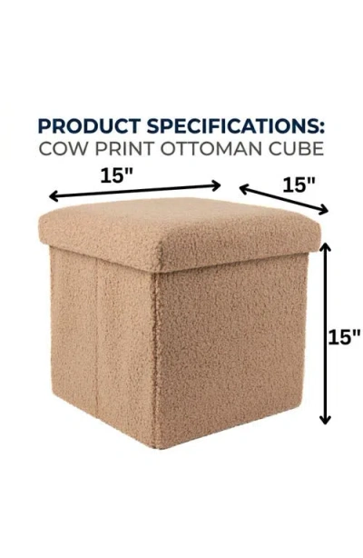 Kinetic Small Cube Teddy Stash Pouf In Brown