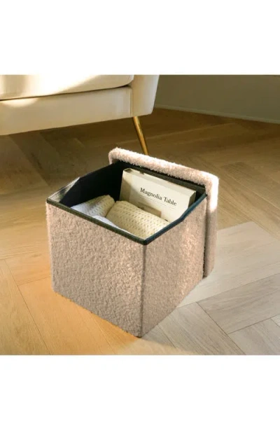 Kinetic Small Cube Teddy Stash Pouf In Brown