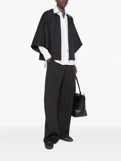 Max Mara Technical Cotton T-shirt Trousers With Elasticated Drawstring Waist In Black