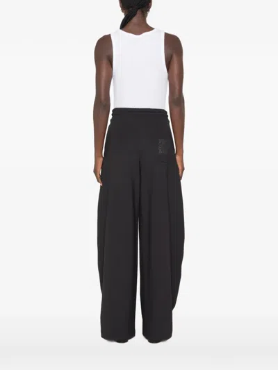 Max Mara Technical Cotton T-shirt Trousers With Elasticated Drawstring Waist In Black