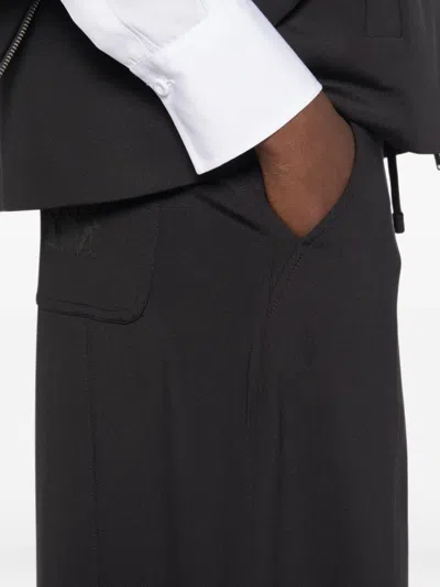 Max Mara Technical Cotton T-shirt Trousers With Elasticated Drawstring Waist In Black