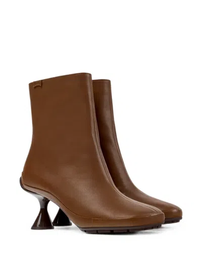 Camper Right Left Leather Ankle Boots In Brown