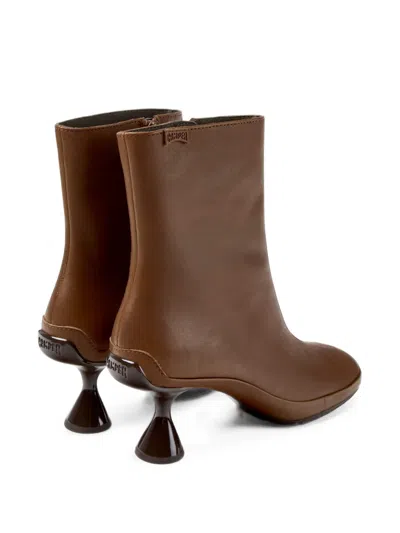 Camper Right Left Leather Ankle Boots In Brown