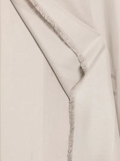 Twinset Logo-print Frayed Scarf In Neutral