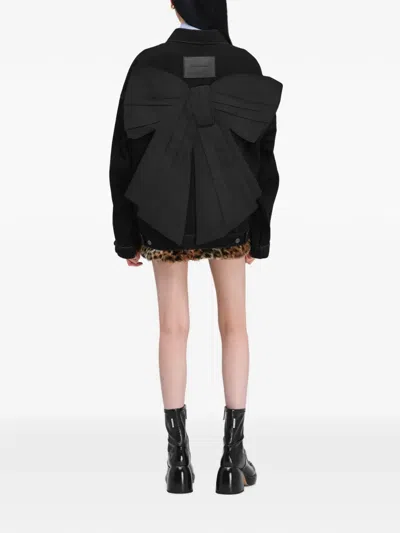 Marc Jacobs Bow Oversized Denim Trucker Jacket In Black