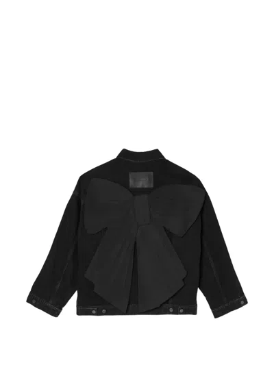 Marc Jacobs Bow Oversized Denim Trucker Jacket In Black