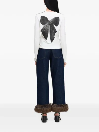 Marc Jacobs Bow-print Logo-print T-shirt In White