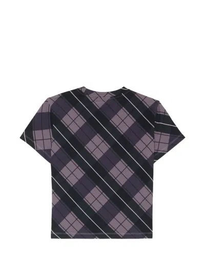 Marc Jacobs Logo Checked Cotton T-shirt In Purple