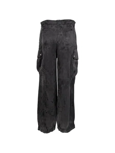 Pinko Washed-effect Cargo Pants In Black