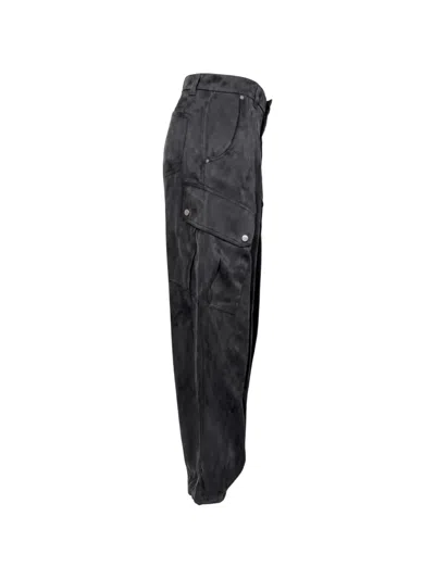 Pinko Washed-effect Cargo Pants In Black