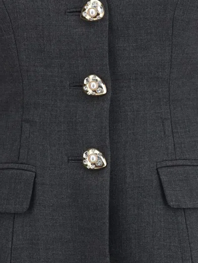 GREY WOOL COLLARLESS JACKET