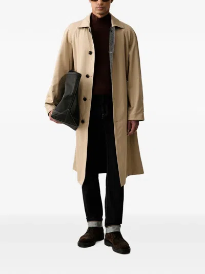 Trussardi Reversible Herringbone-pattern Coat In Brown