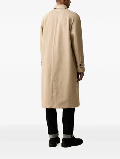 Trussardi Reversible Herringbone-pattern Coat In Brown