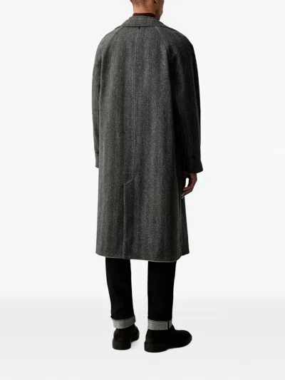 Trussardi Reversible Herringbone-pattern Coat In Brown