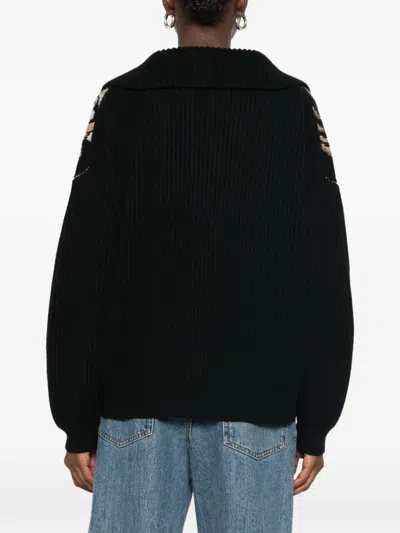 Etro Wool High-collar Patterned Sweater In Black