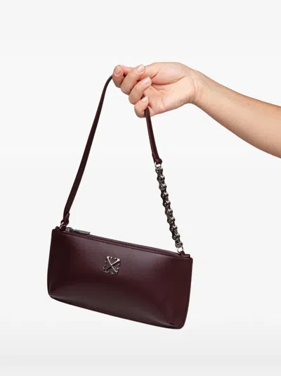 Off-white Jitney Flat Leather Shoulder Bag In Brown